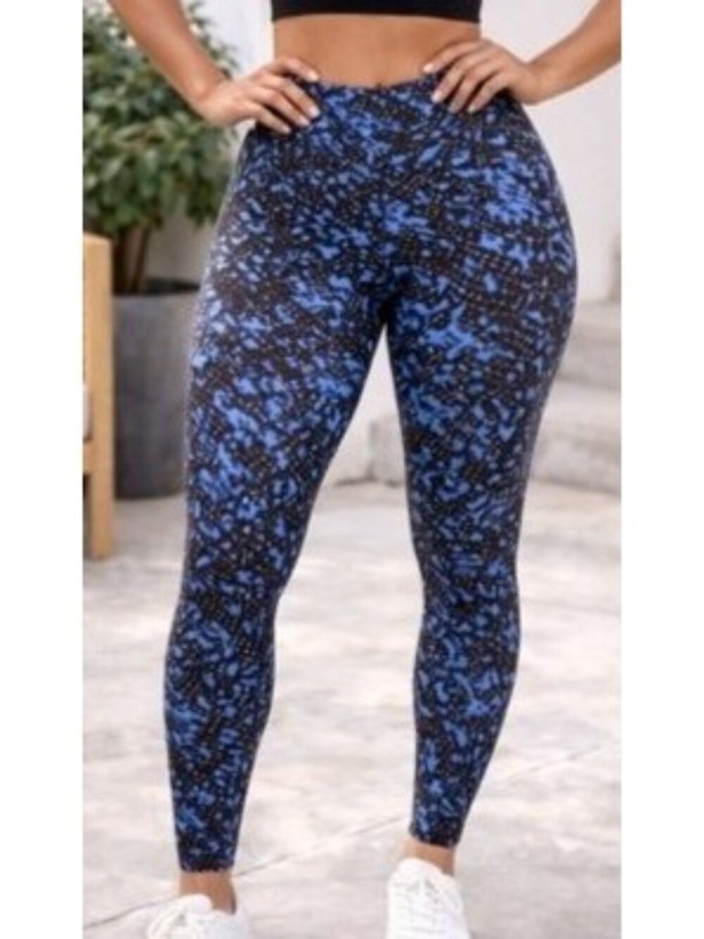 Terra & Sky Snake Print High Rise Legging Plus Size 4X Blue Fitted Athleisure